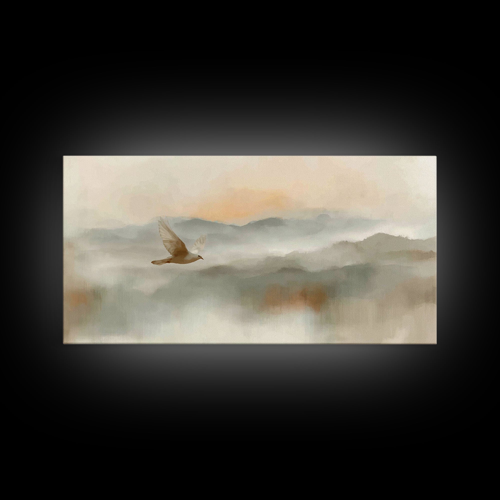 Soft Flight Grace – Framed Canvas Print – Subtle Christian Art – Christian Art Gift – Christian Art Print – Minimalist Christian Art