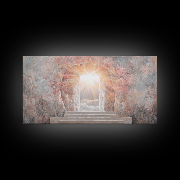 Radiant Tomb Light – Framed Canvas Print – Christian Wall Art – Christian Art Canvas – Jesus Painting – Christian Christmas Art