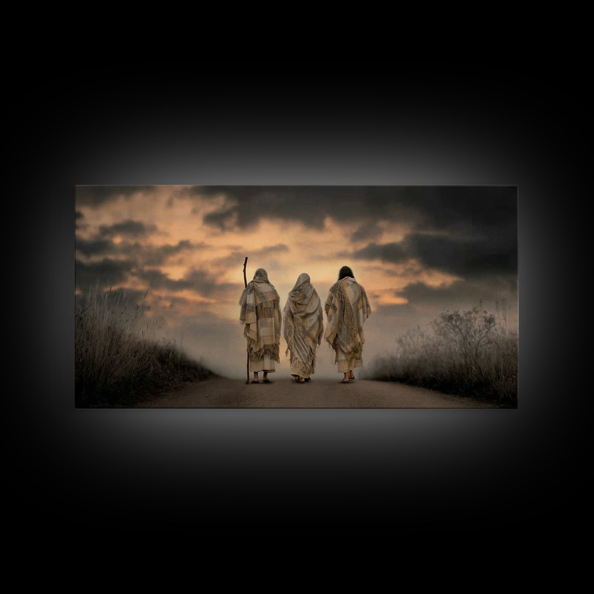 Evening Disciples Journey – Framed Canvas Print – Christian Painting – Jesus Canvas Art – Christian Wall Art – Christian Decor