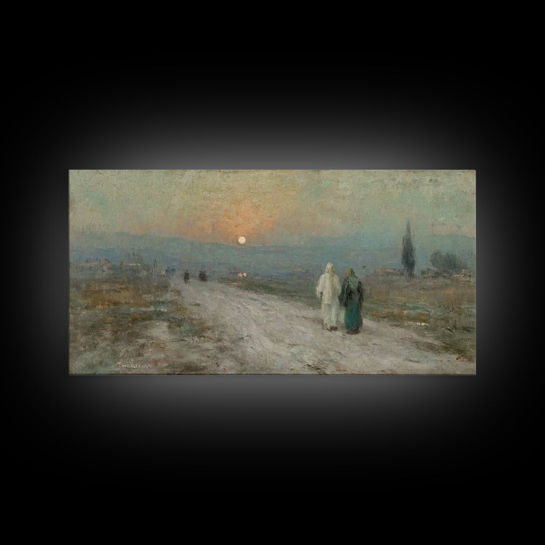 Sunset Pilgrim Road | Framed Canvas Print | Christian Wall Art | Jesus Painting | Christian Art Canvas | Christian Gift Ideas