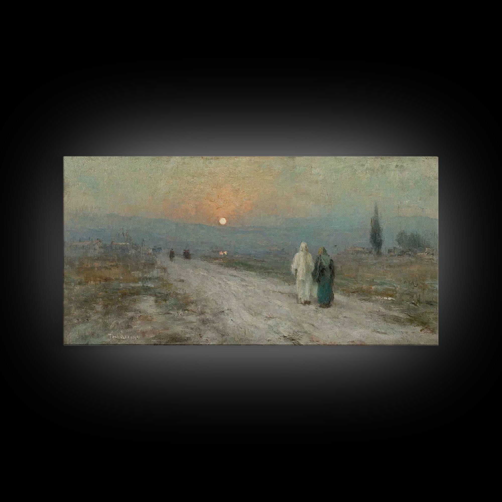 Sunset Pilgrim Road | Framed Canvas Print | Christian Wall Art | Jesus Painting | Christian Art Canvas | Christian Gift Ideas