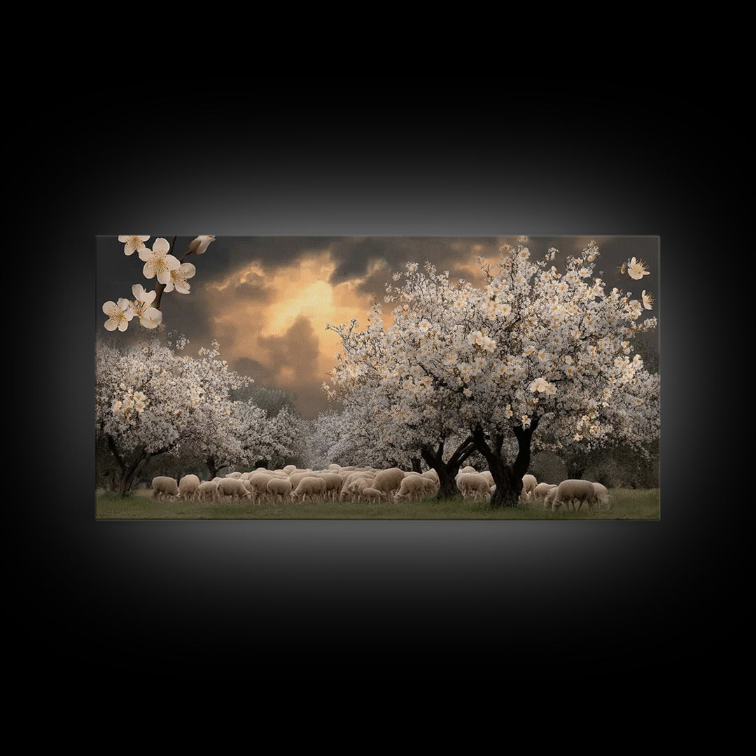 Evening Orchard Light | Framed Canvas Print | Christian Art Canvas | Christian Wall Art | Christmas Art | Jesus Painting | Christian Decor