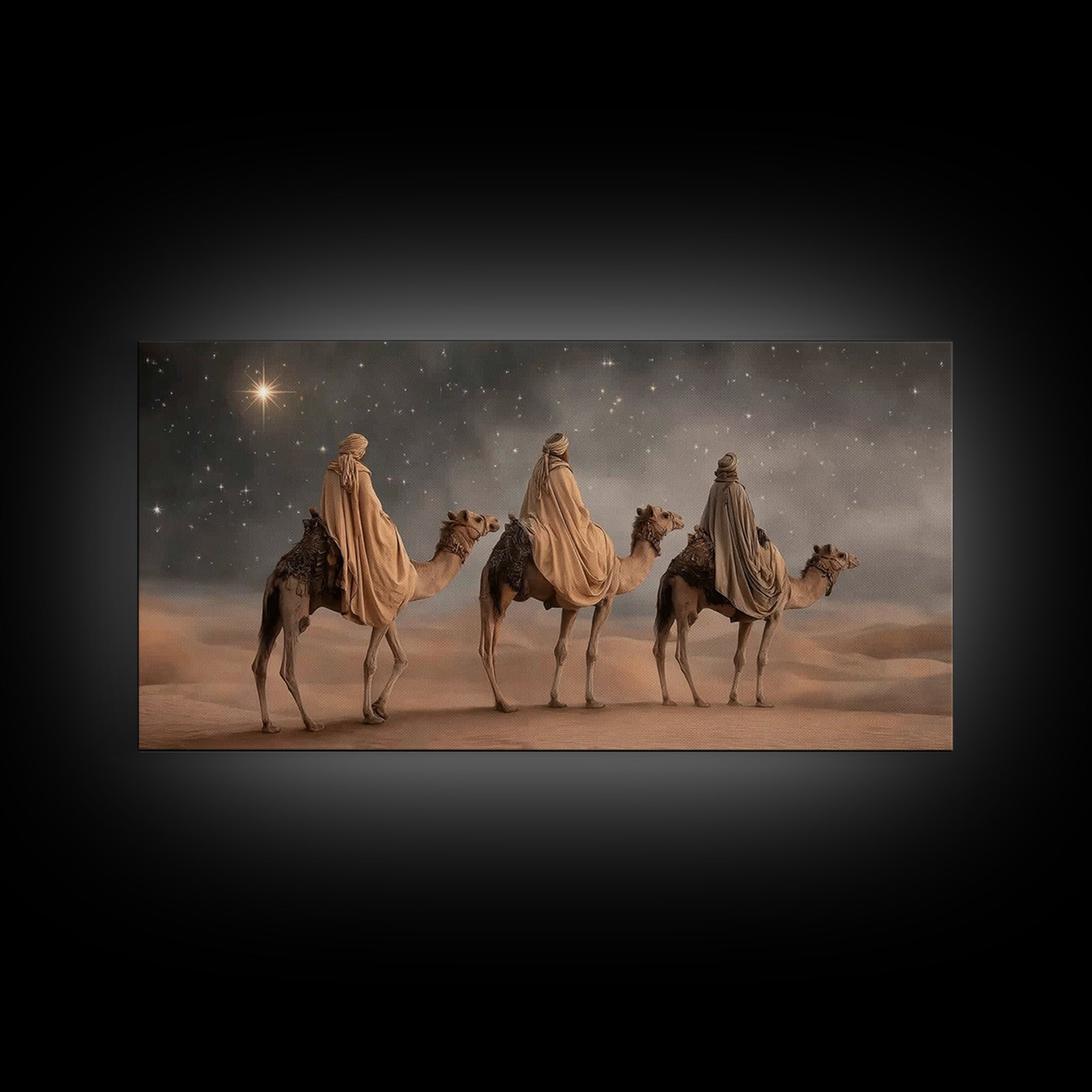 Night of Kings, Framed Canvas Print, Christian Christmas Art, Christian Wall Art, Christmas Canvas Wall Art, Moody Christmas Art, Christian