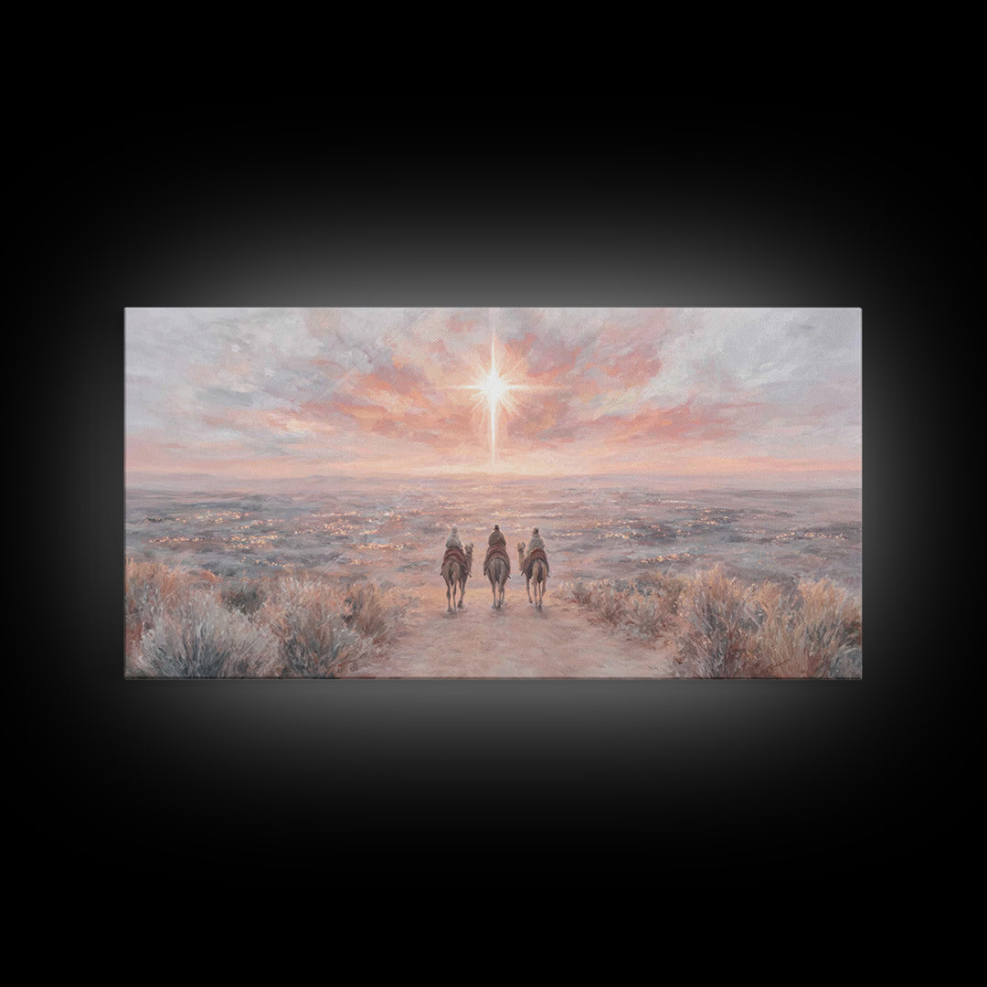 Radiant Star Path, Framed Canvas Print, Christian Art Canvas, Christmas Wall Art, Christian Christmas Decor, Modern Christian Art, Subtle C