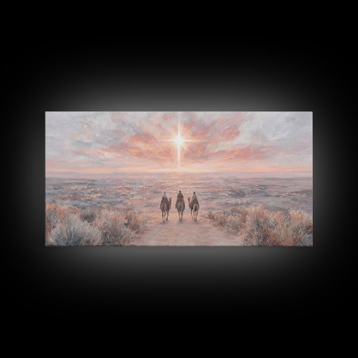 Radiant Star Path, Framed Canvas Print, Christian Art Canvas, Christmas Wall Art, Christian Christmas Decor, Modern Christian Art, Subtle C