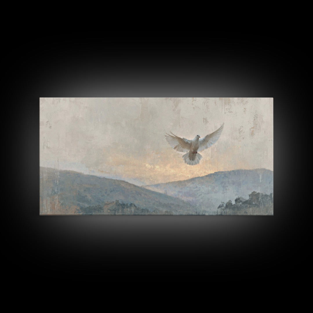 Heavenly Dove – Framed Canvas Print – Christian Wall Art – Christian Art Canvas – Christian Painting – Christmas Art – Christian Decor