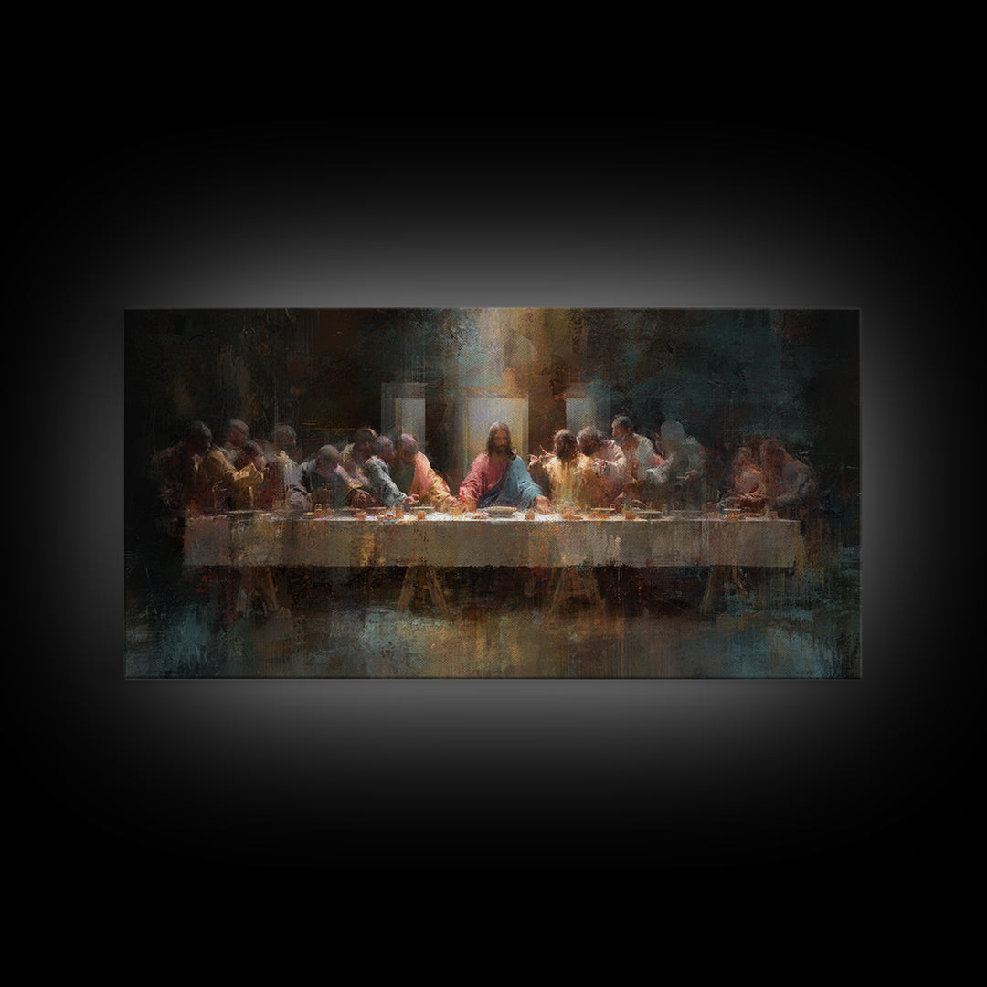 Holy Banquet – Framed Canvas Print – Christian Art Canvas – Christian Wall Art – Christian Christmas Art – Jesus Painting – Christian Decor