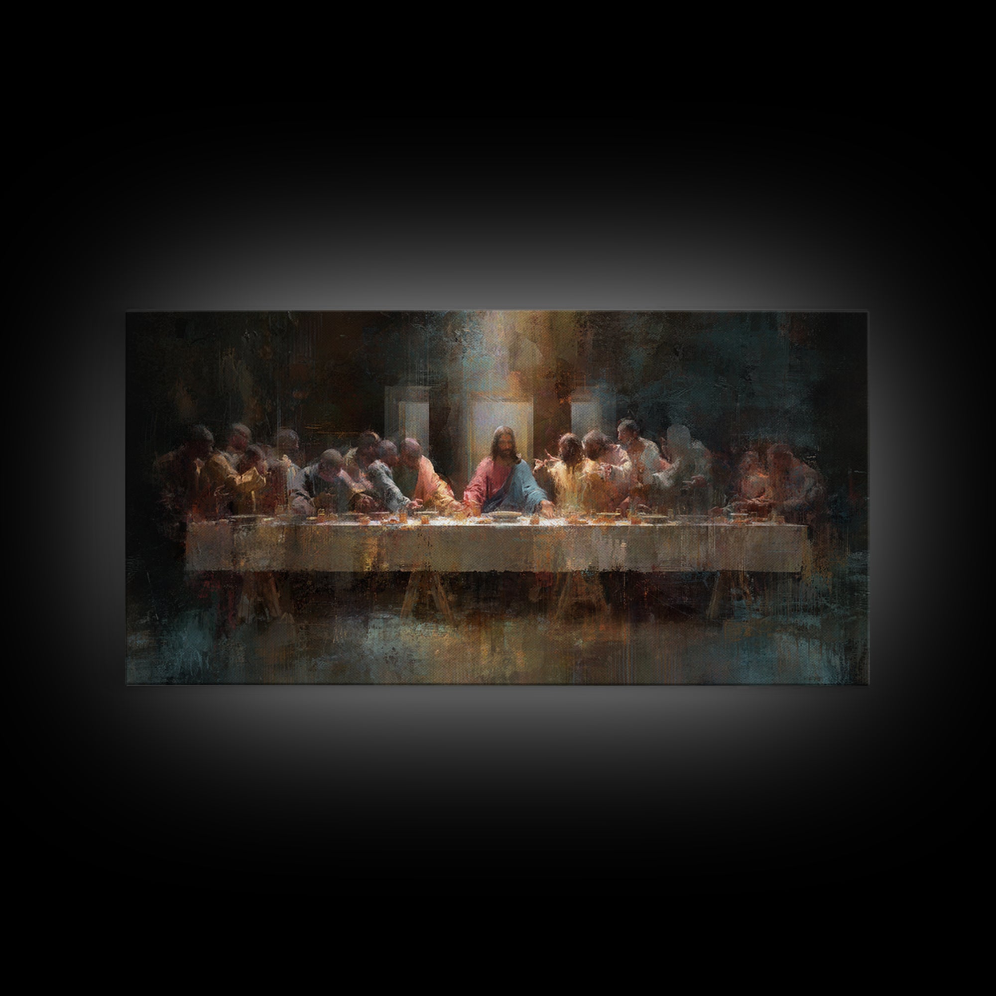 Holy Banquet – Framed Canvas Print – Christian Art Canvas – Christian Wall Art – Christian Christmas Art – Jesus Painting – Christian Decor