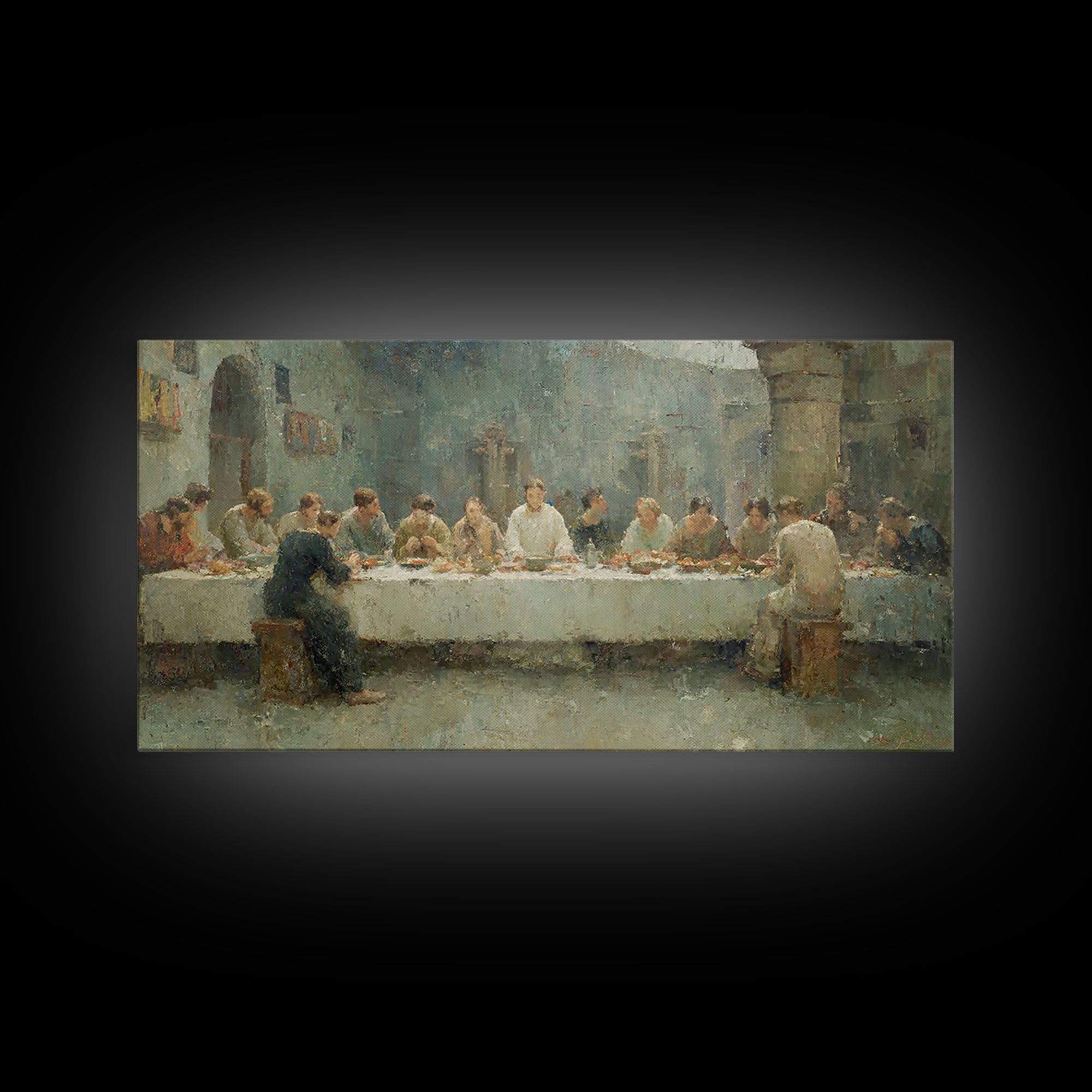 Silent Communion – Framed Canvas Print – Christian Wall Art – Jesus Painting – Christian Art Canvas – Christian Christmas Art – Christian D