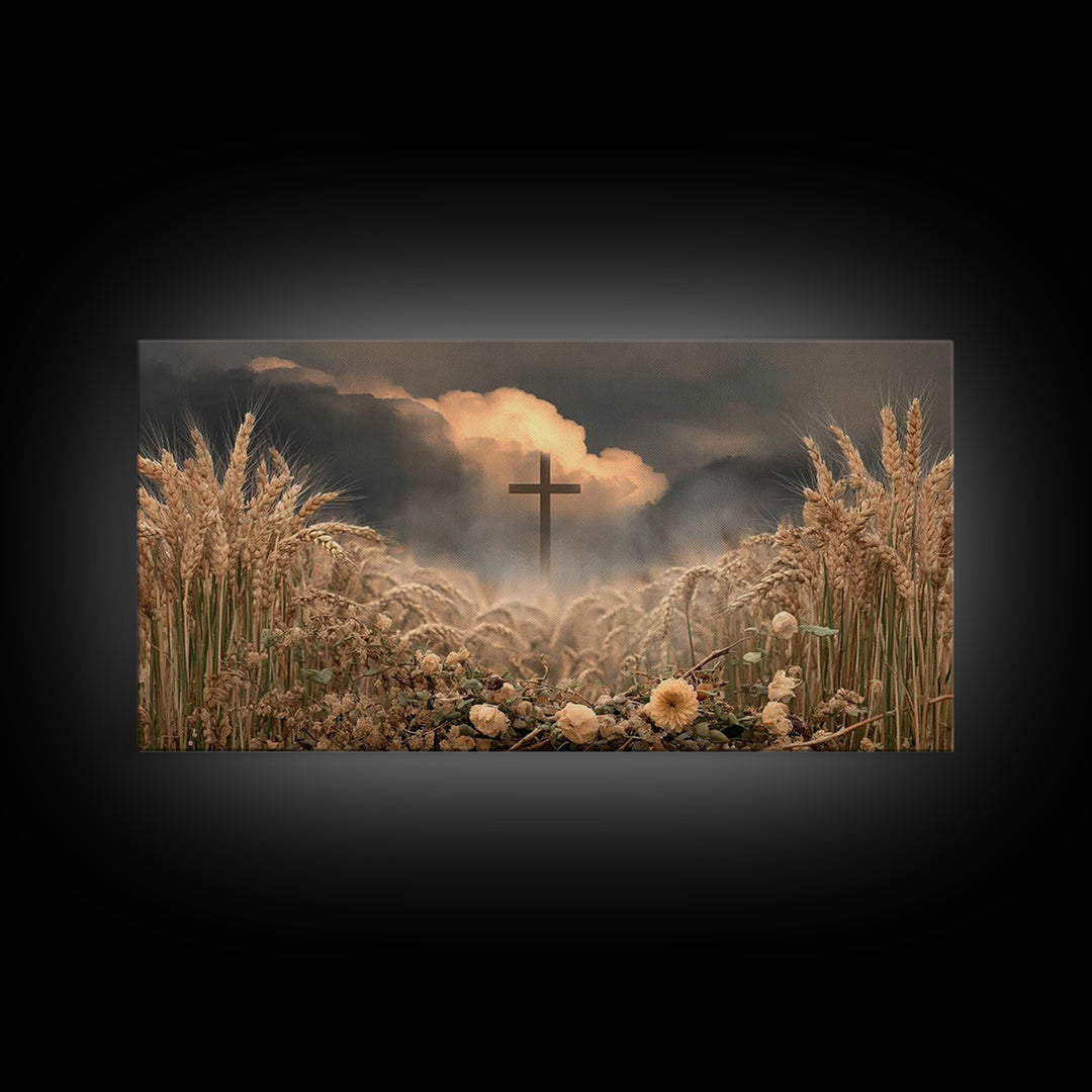 Harvest Cross – Framed Canvas Print – Christian Wall Art – Christian Art Prints – Christian Art Canvas – Christian Decor – Christian Painti