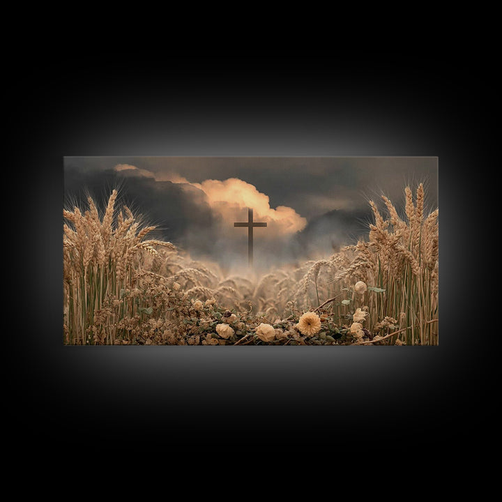 Harvest Cross – Framed Canvas Print – Christian Wall Art – Christian Art Prints – Christian Art Canvas – Christian Decor – Christian Painti