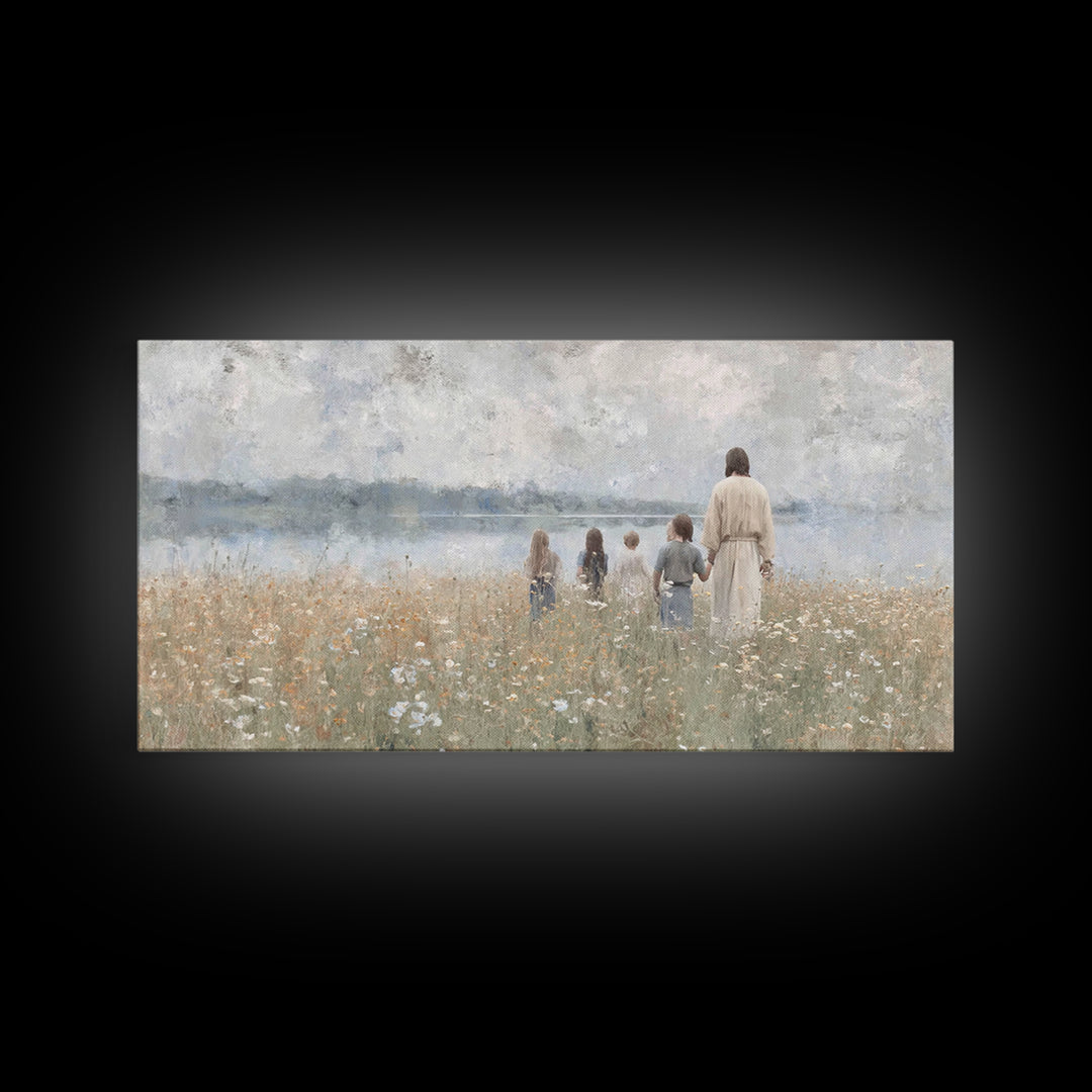 Guided Meadow | Framed Canvas Print | Christian Art Canvas | Christian Wall Art | Christian Decor | Christian Painting | Christian Art Prin