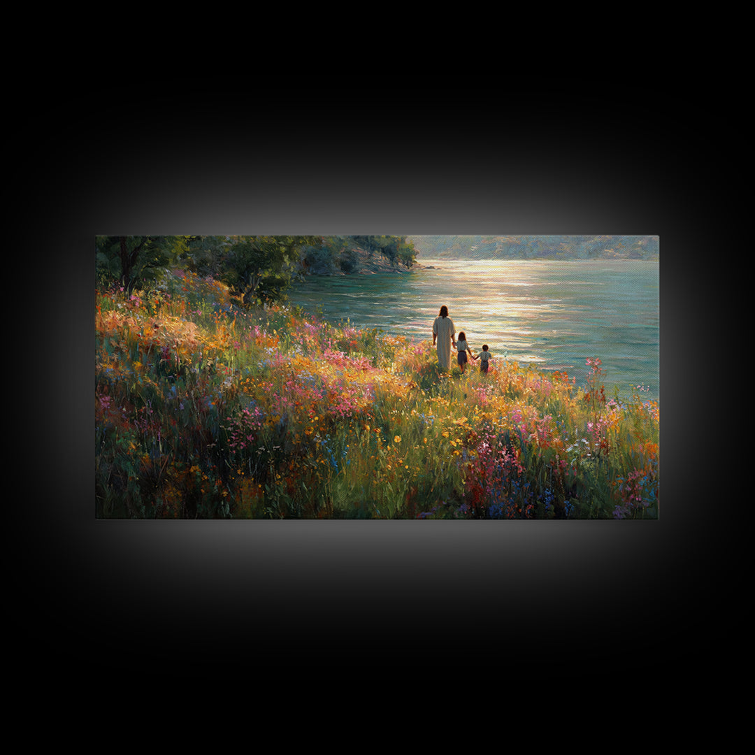 Riverlight Promise – Framed Canvas Print – Christian Wall Art – Christian Art Canvas – Jesus Painting – Christian Christmas Art – Christian
