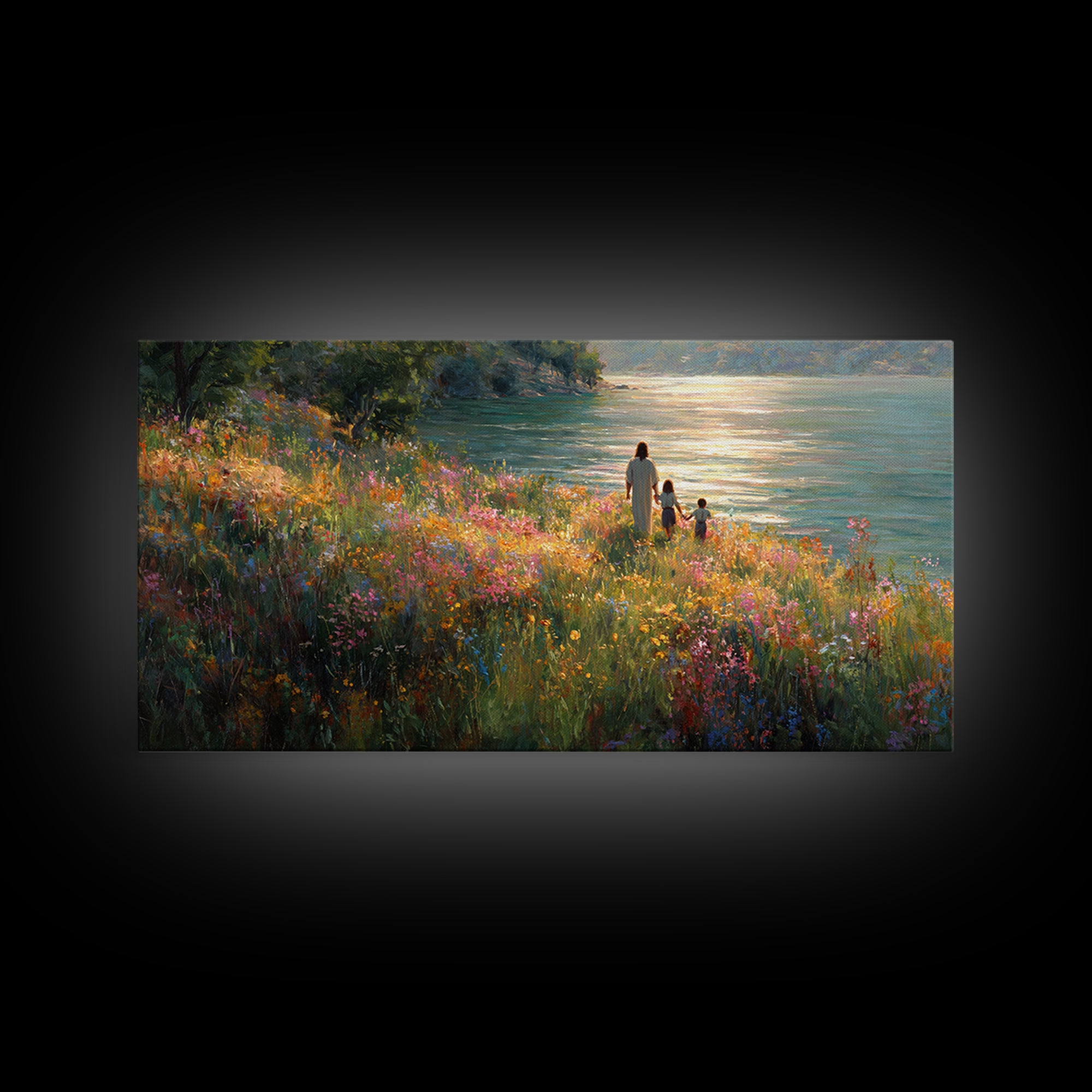 Riverlight Promise – Framed Canvas Print – Christian Wall Art – Christian Art Canvas – Jesus Painting – Christian Christmas Art – Christian