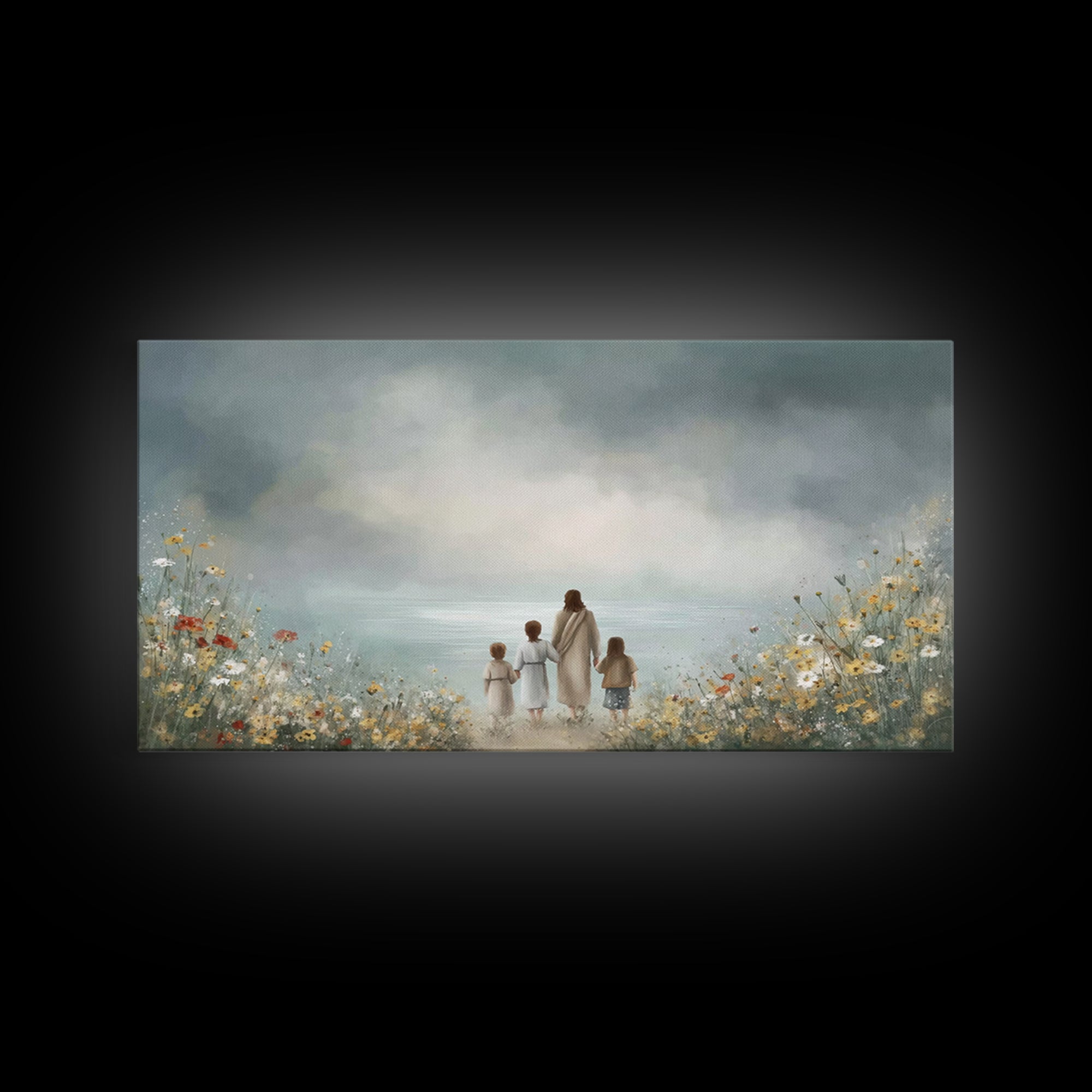 Heaven’s Meadow – Framed Canvas Print – Christian Art Canvas – Christian Wall Art – Jesus Painting – Christian Christmas Decor – Christian