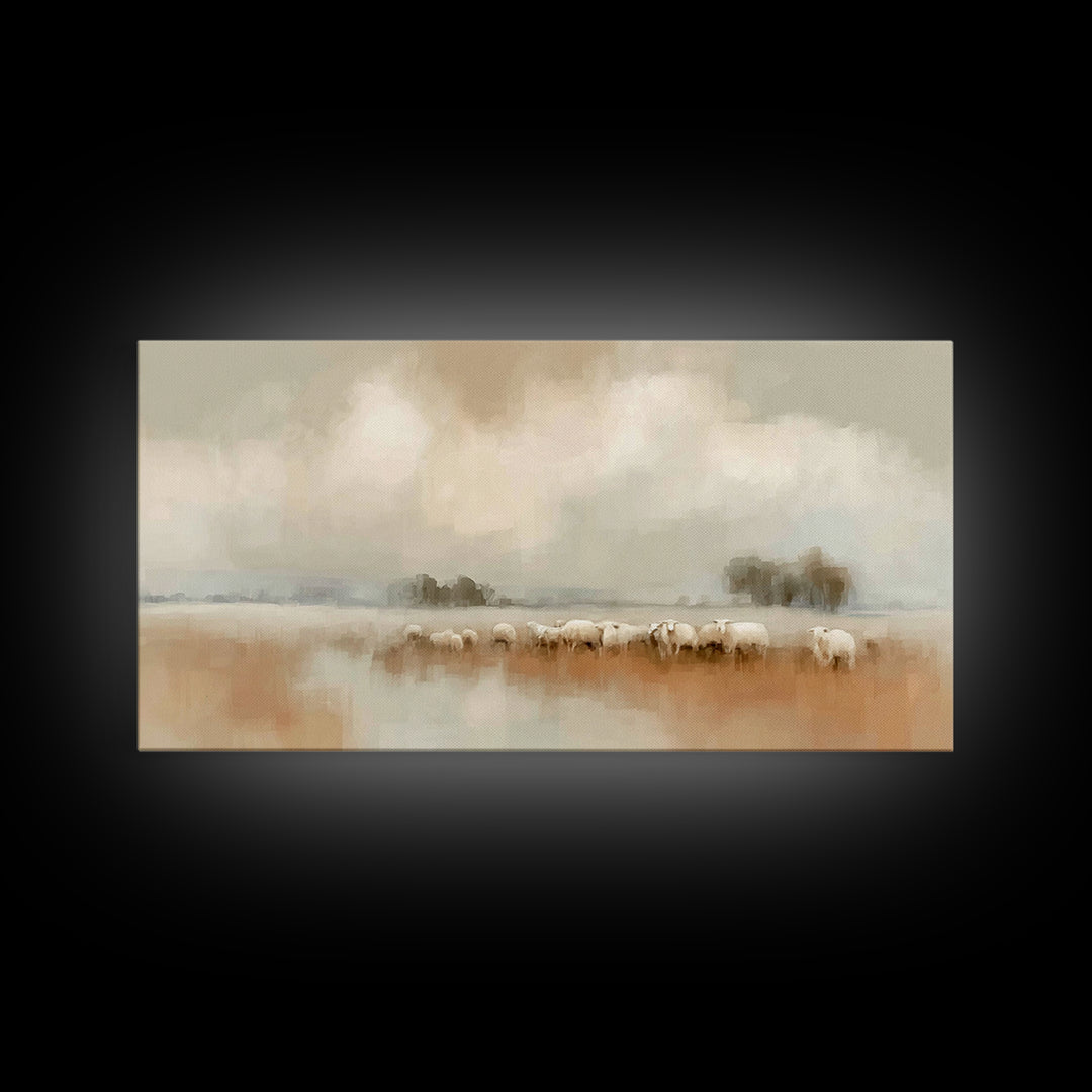 Gentle Fields – Framed Canvas Print – Christian Art Canvas – Christian Wall Art – Minimalist Christian Art – Christian Art Print – Christia