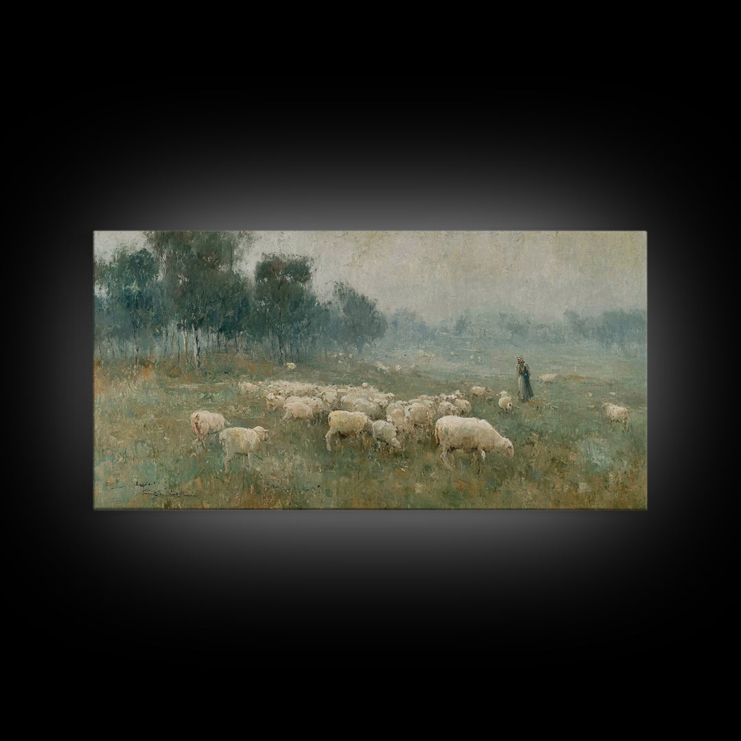 Shepherd’s Field – Framed Canvas Print – Christian Wall Art – Christian Art – Christian Art Canvas – Vintage Christian Art – Christian Deco
