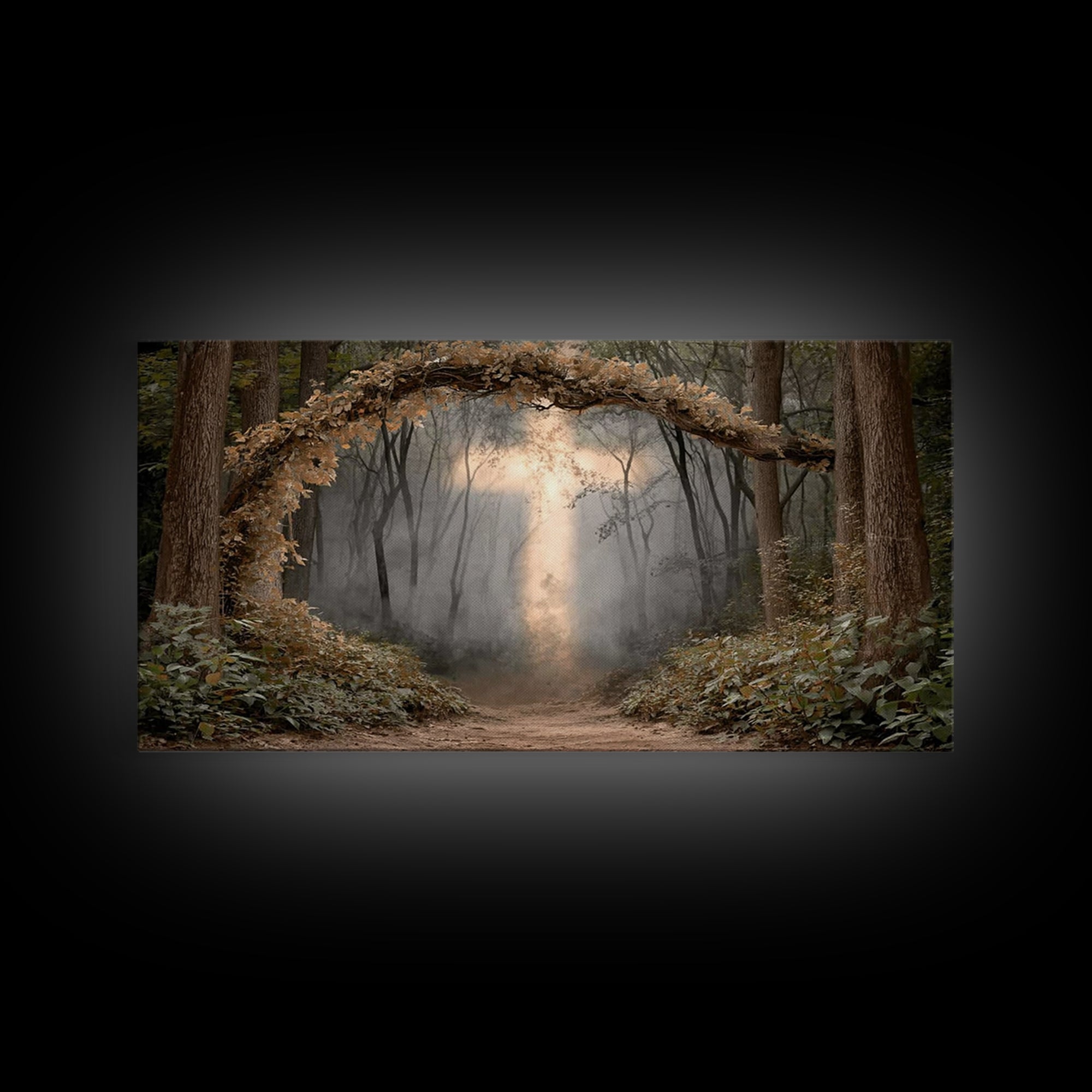 Forest Cross Glow – Framed Canvas Print – Christian Art Canvas – Christian Art – Christian Wall Art – Christian Decor – Christian Gift Idea