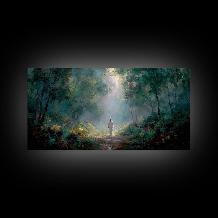 Sacred Morning Walk – Framed Canvas Print – Christmas Art – Christian Art Canvas – Christian Decor – Jesus Painting – Christian Wall Art