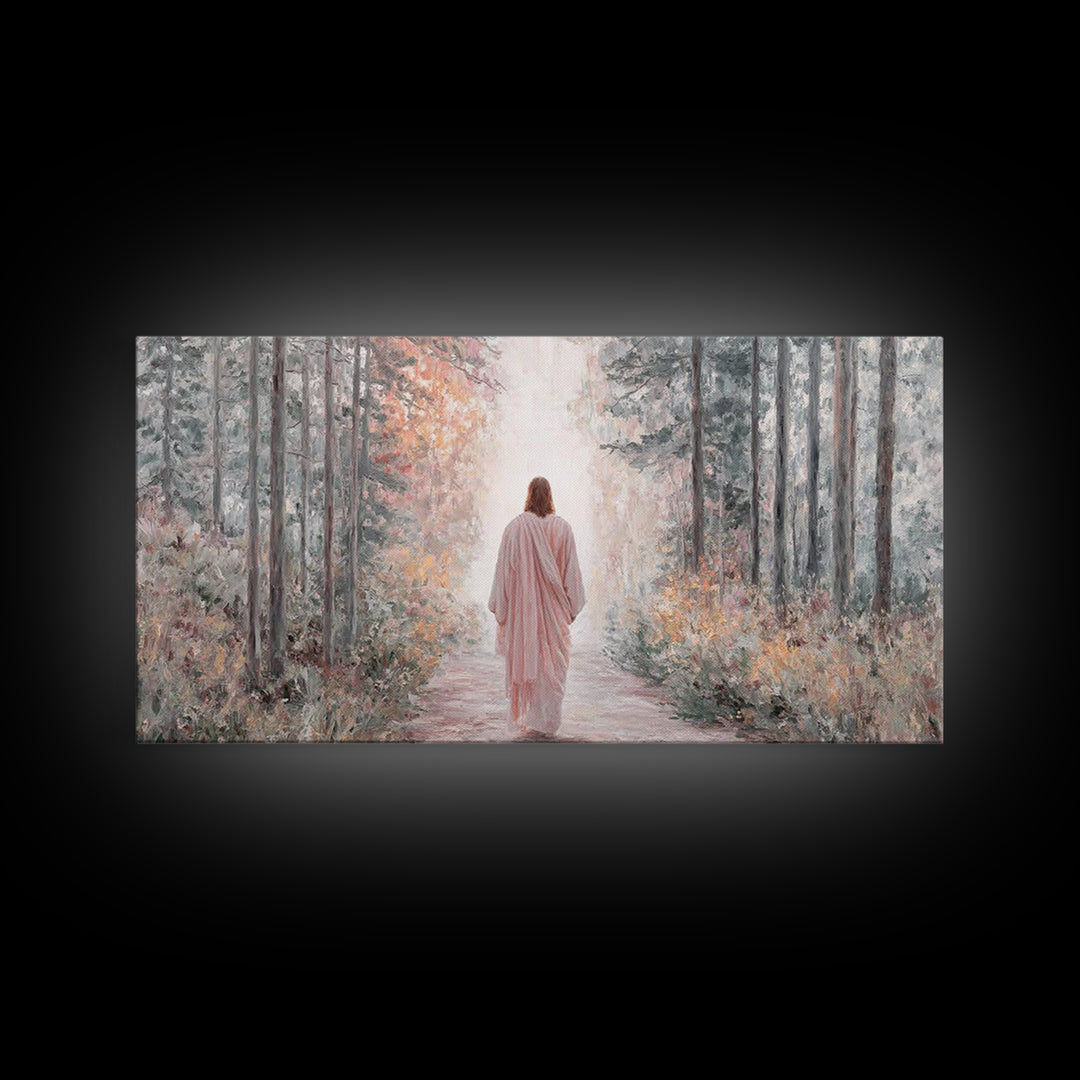 Forest Messiah Light – Framed Canvas Print – Jesus Painting – Christian Art Canvas – Christmas Wall Art – Christian Gift – Christian Art