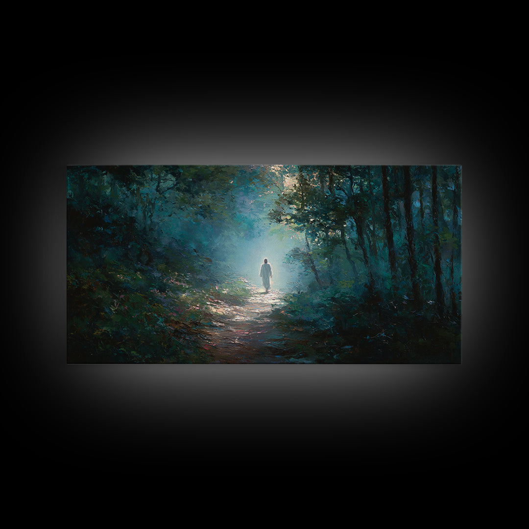 Light Of Redemption – Framed Canvas Print – Christian Wall Art – Jesus Painting – Christian Art Canvas – blue Christian art – Christian Art