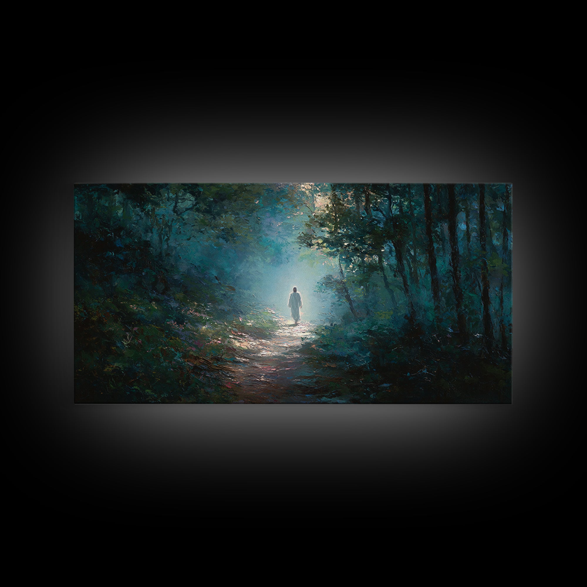 Light Of Redemption – Framed Canvas Print – Christian Wall Art – Jesus Painting – Christian Art Canvas – blue Christian art – Christian Art