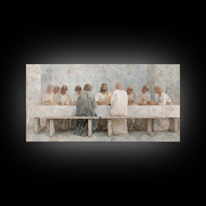 Sacred Supper Stillness – Framed Canvas Print – Christian Wall Art – Christian art canvas – vintage Christian art – Christian Art Print – J