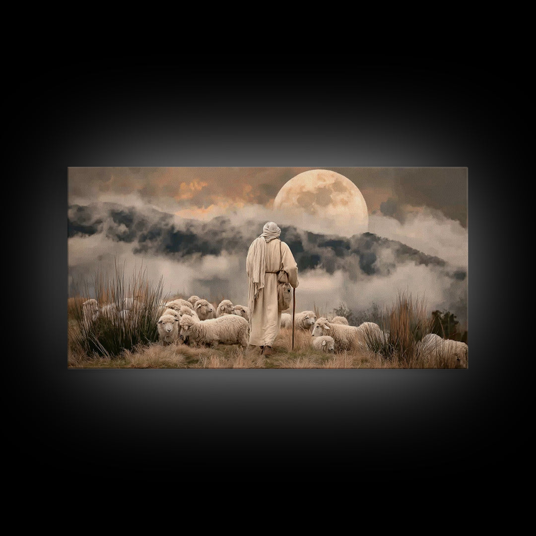 Shepherds Of Dawn – Framed Canvas Print – Christian Wall Art – Jesus Painting – Christian Art Canvas – Christmas Art – Christian Decor