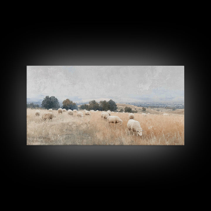 Pastoral Light, Framed Canvas Print, Christian Art Canvas, Jesus Painting, Christian Wall Art, Christmas Art, Christian Gift
