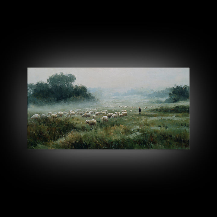Meadow Of Peace | Framed Canvas Print | Christian Wall Art | Christian Art Canvas | Jesus Painting | Christian Christmas Art | Christian De