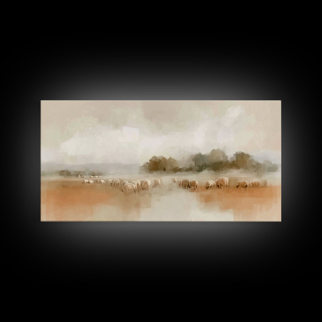 Quiet Shepherd Fields – Framed Canvas Print – Christian Art Canvas – Christian Wall Art – Christmas Art – Jesus Painting – Christian Gift