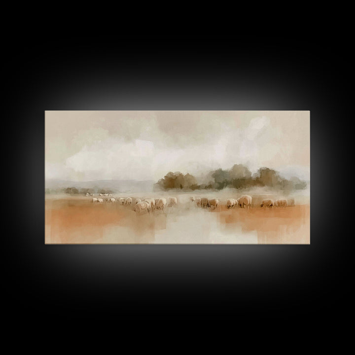Quiet Shepherd Fields – Framed Canvas Print – Christian Art Canvas – Christian Wall Art – Christmas Art – Jesus Painting – Christian Gift