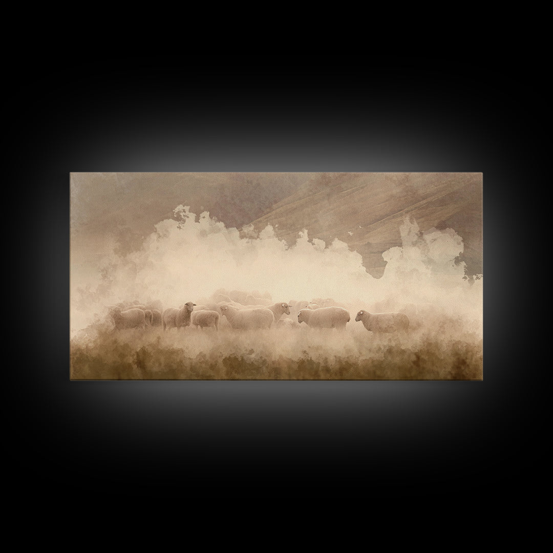 Soft Morning Haze, Framed Canvas Print, Christian Wall Art, Christian Art Canvas, Jesus Painting, Christian Decor, Christmas Art