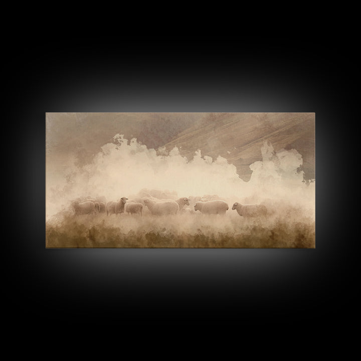 Soft Morning Haze, Framed Canvas Print, Christian Wall Art, Christian Art Canvas, Jesus Painting, Christian Decor, Christmas Art