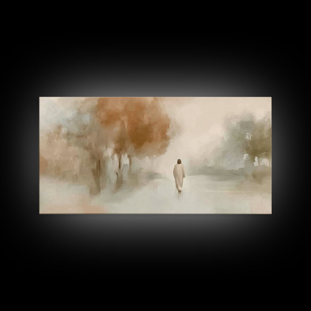 Autumn Walk Grace – Framed Canvas Print – Christian Wall Art – Christian Art Canvas – Christian Christmas Art – Jesus Painting – Christian