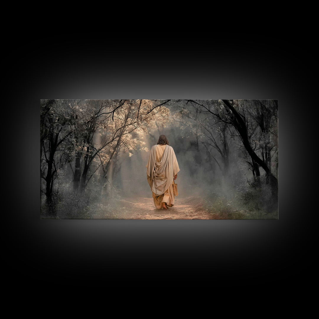 Walk In The Light, Framed Canvas Print, Jesus Painting, Christian Wall Art, Christian Art Canvas, Christian Decor, Christmas Art