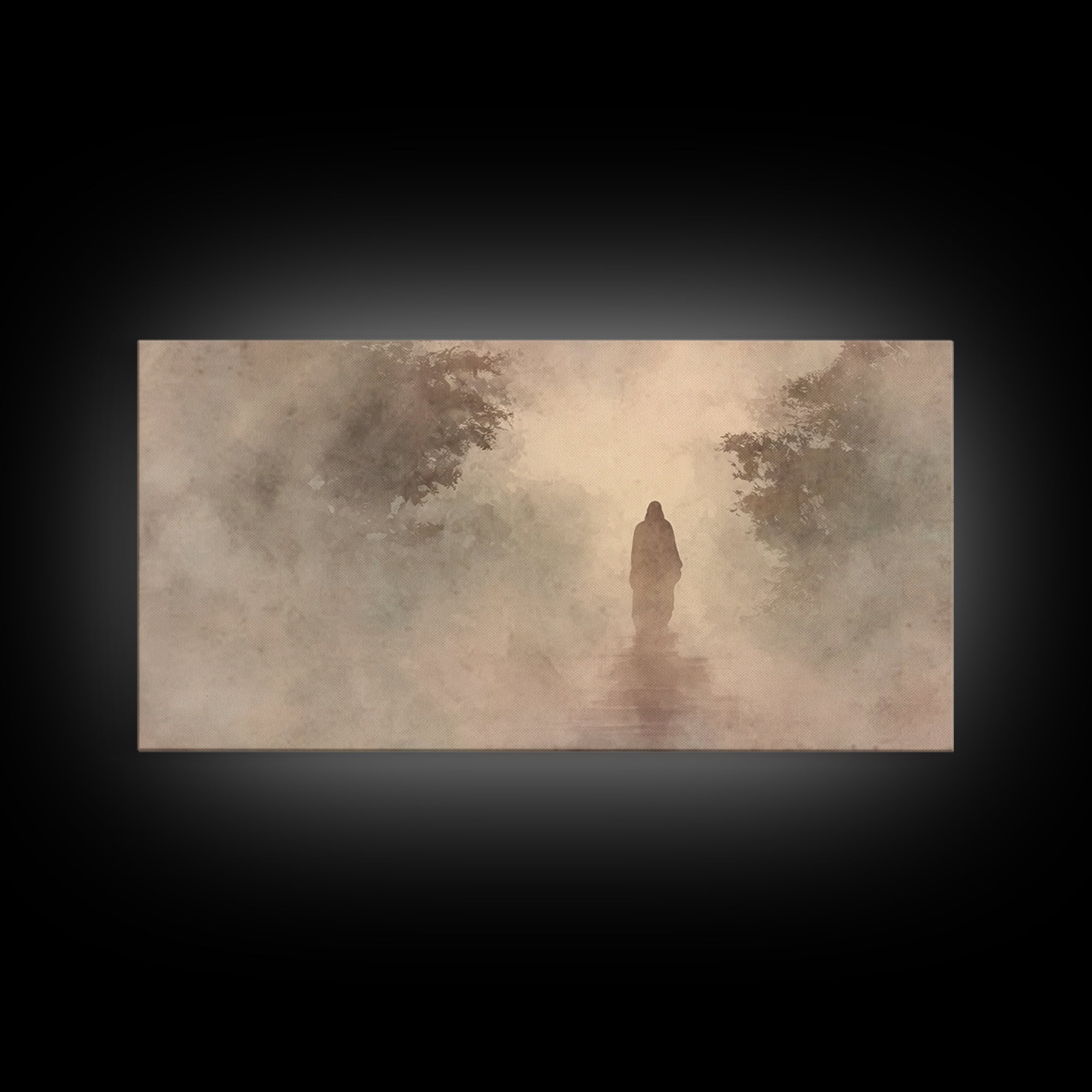 Misty Faith Walk – Framed Canvas Print – Christian Art Canvas – Jesus Painting – Christian Wall Art – Christian Gift Ideas – Christmas Art