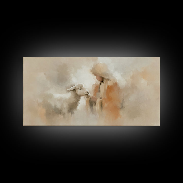 Shepherd’s Peace – Framed Canvas Print – Christian Wall Art – Christian Art Canvas – Jesus Painting – Christmas Art – Christian Christmas A