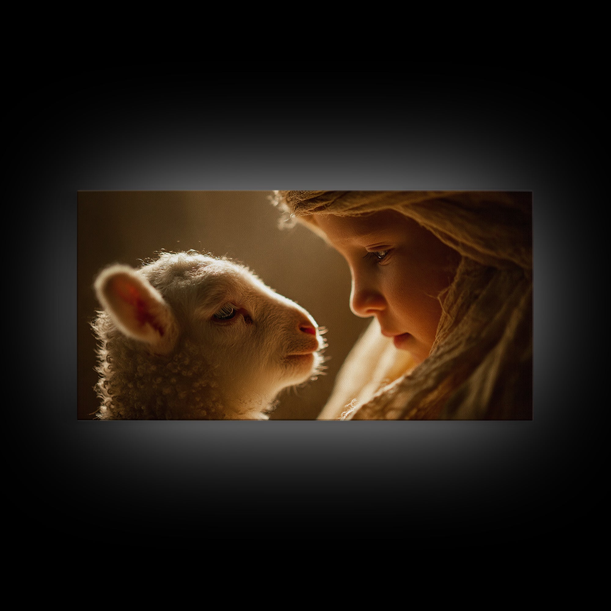 Tender Light – Framed Canvas Print – Christian Wall Art – Jesus Painting – Christian Art Canvas – Christian Gift – Christmas Art – Christia
