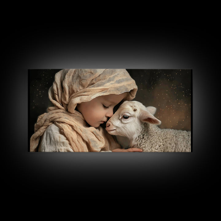 Gentle Devotion – Framed Canvas Print – Christian Wall Art – Christian Art Canvas – Jesus Painting – Christmas Art – Vintage Christian Art
