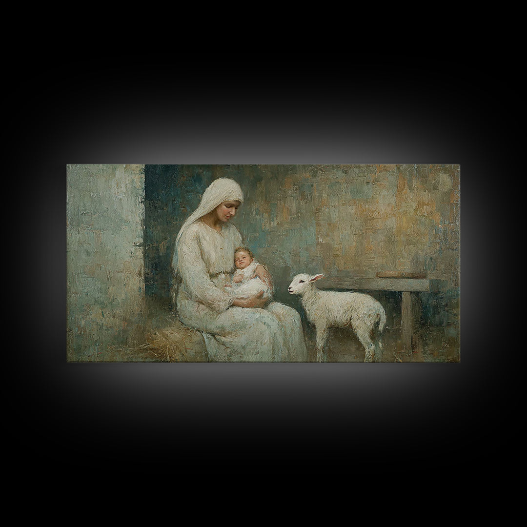Holy Manger Calm – Framed Canvas Print – Christian Wall Art – Christian Art Canvas – Jesus Painting – Christian Christmas Art – Christmas W