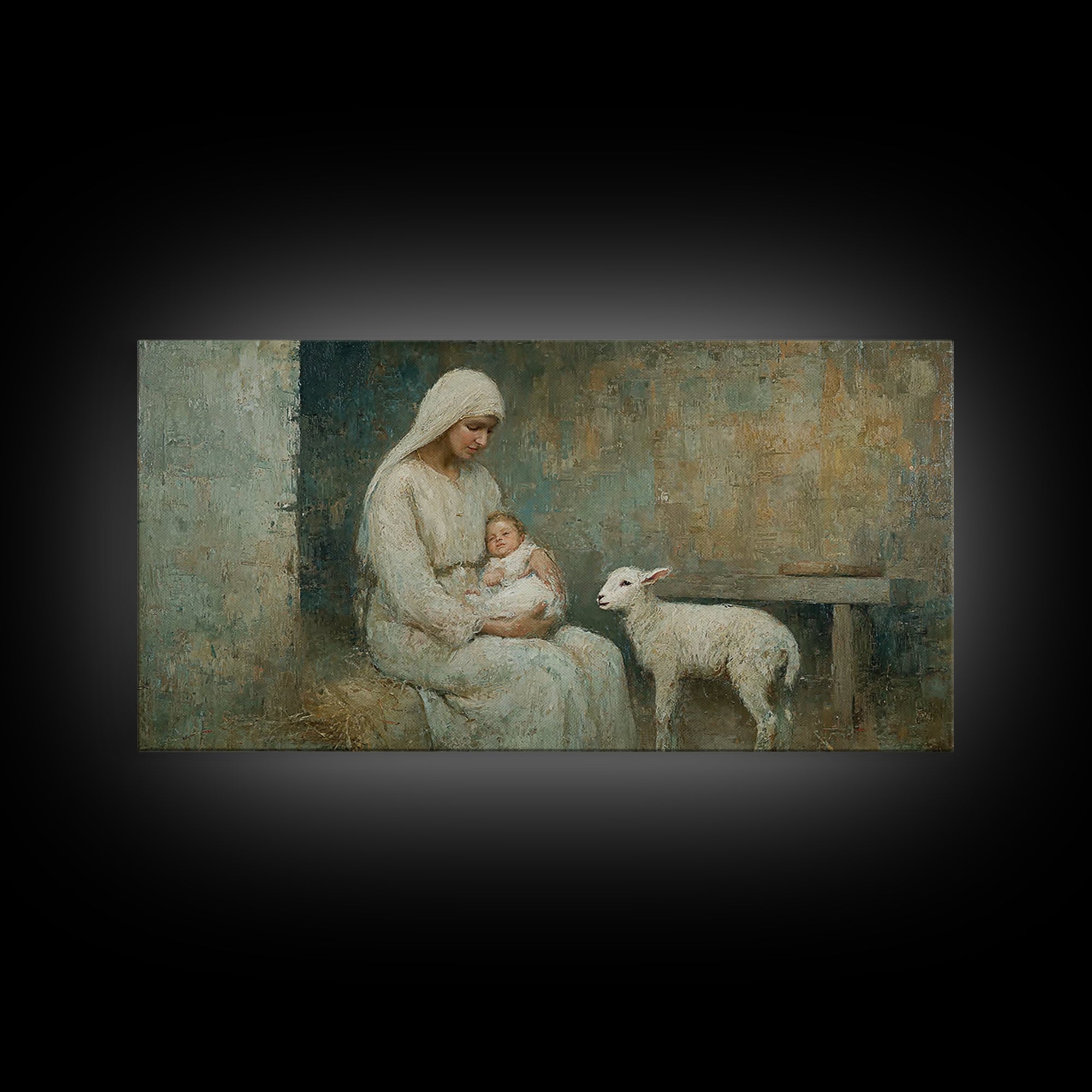 Holy Manger Calm – Framed Canvas Print – Christian Wall Art – Christian Art Canvas – Jesus Painting – Christian Christmas Art – Christmas W