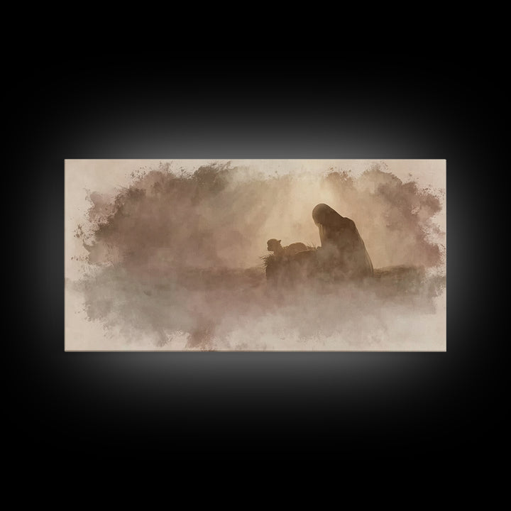 Nativity Dawn – Framed Canvas Print – Christian Wall Art – Christian Art Canvas – Jesus Painting – Christian Christmas – Christmas Art – Ch