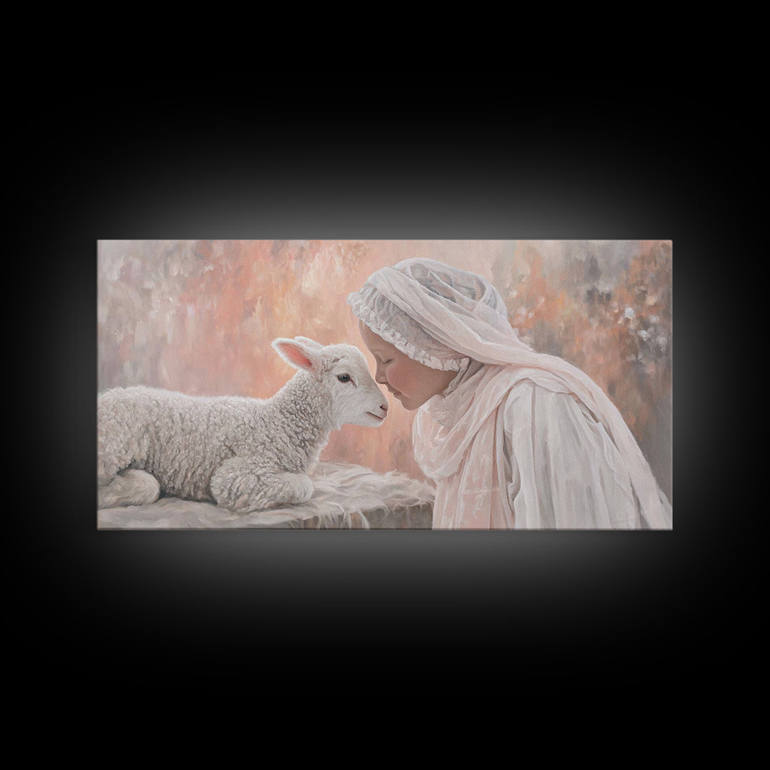Sacred Stillness – Framed Canvas Print – Christian Wall Art – Christian Art Canvas – Christian Painting – Christmas Art – Christian Christm
