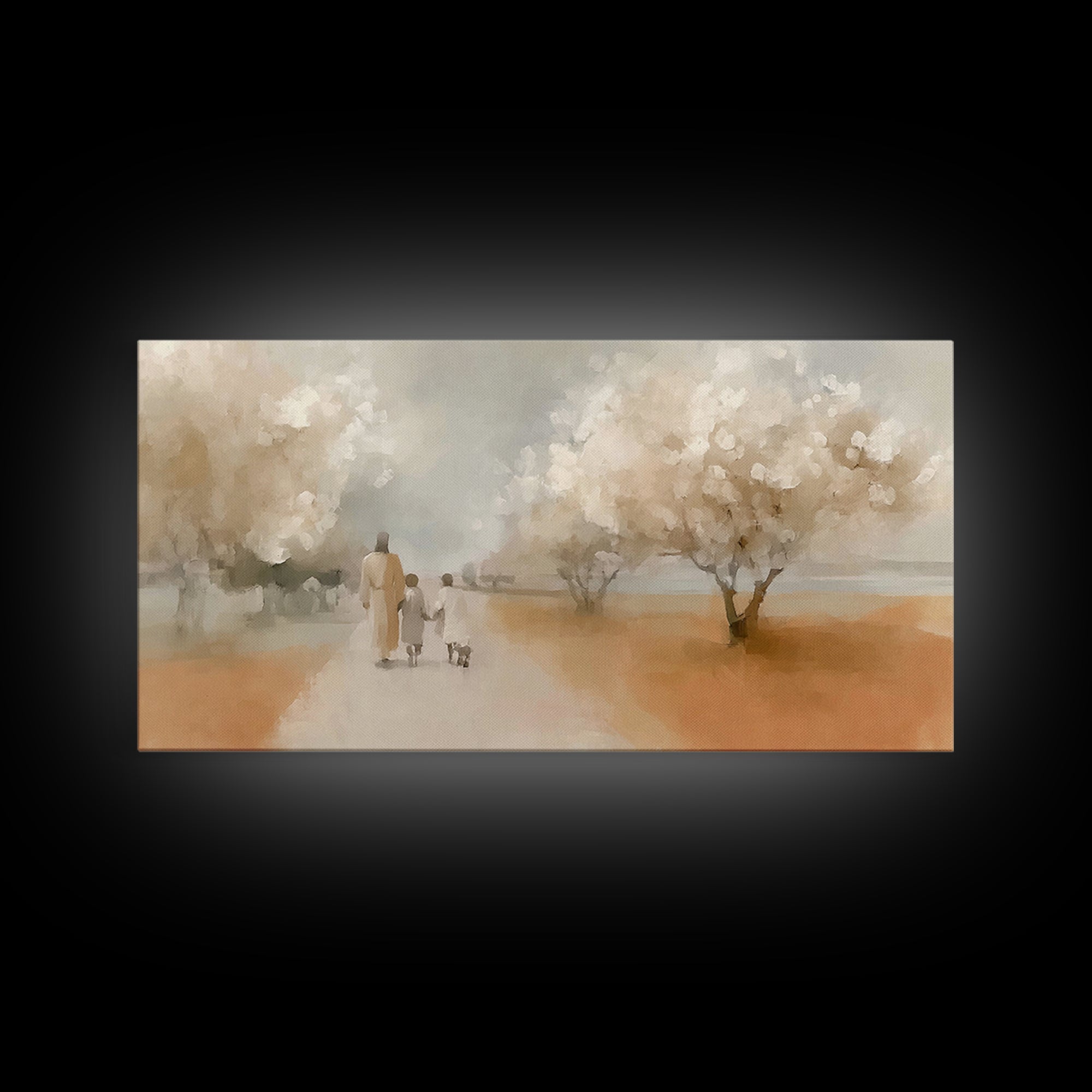Blossom Walk – Framed Canvas Print – Christian Wall Art – Christian Art Canvas – Jesus Painting – Christian Gift Ideas – Modern Christian A