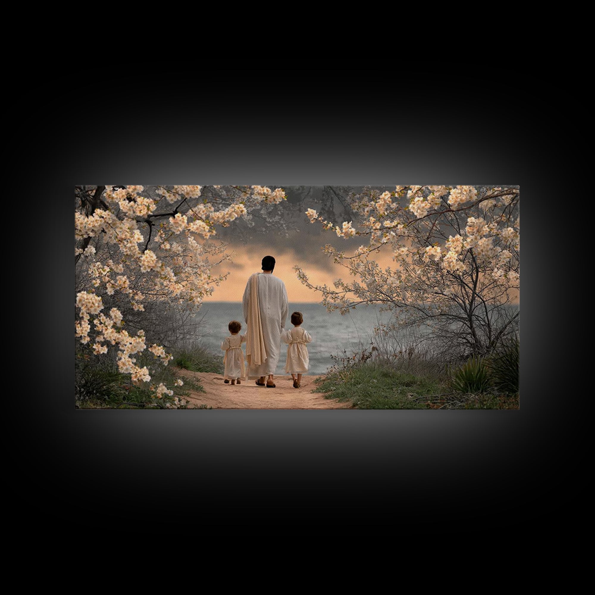Dawn Journey – Framed Canvas Print – Christian Wall Art – Christian Art Canvas – Jesus Painting – Christian Art Work – Large Christian Pain