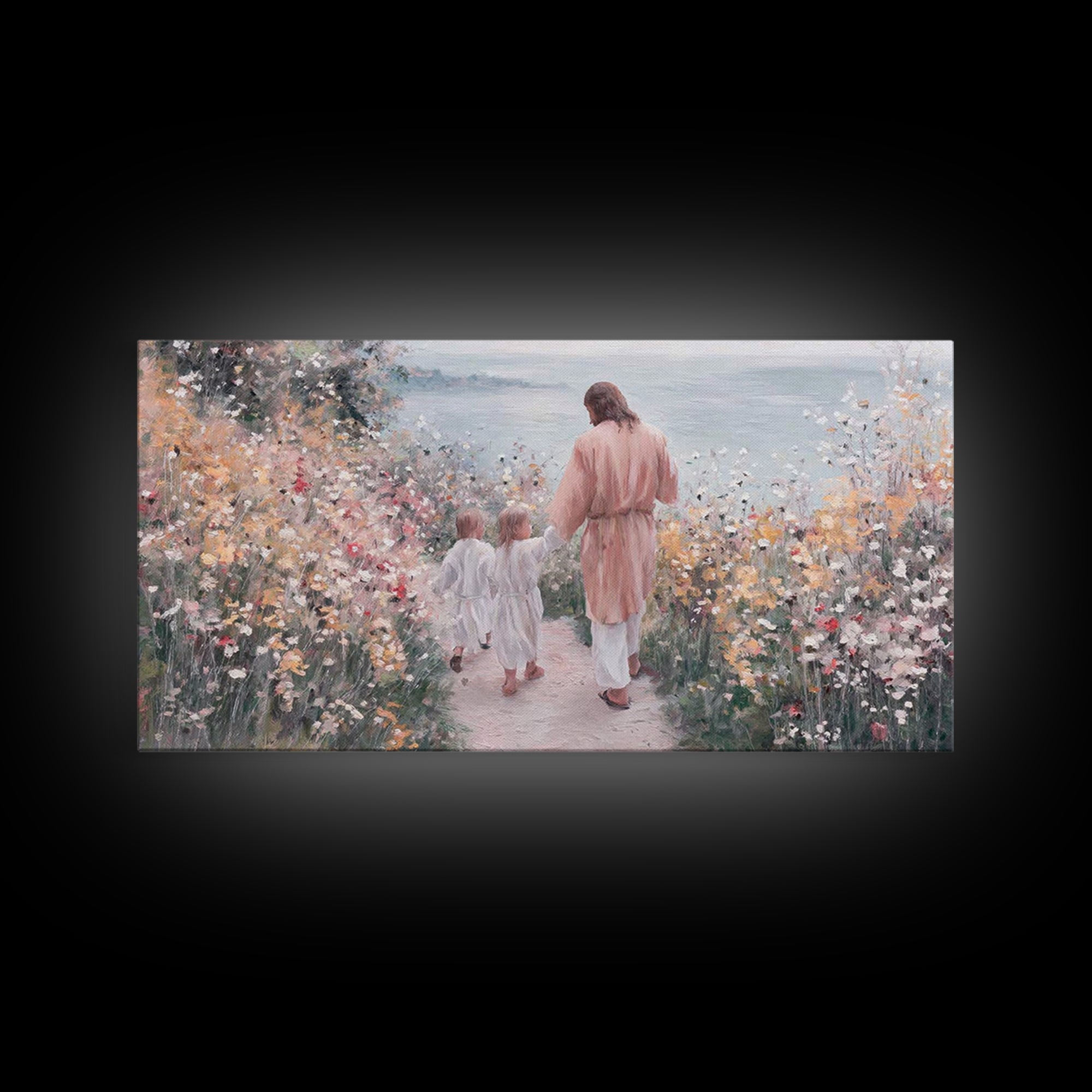 Meadow Grace – Framed Canvas Print – Christian Wall Art – Christian Art Canvas – Jesus Painting – Christian Gift Ideas – Minimalist Christi