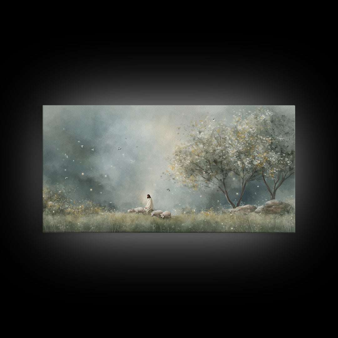 Blossoms Of Peace – Framed Canvas Print – Christian Wall Art – Christian Art Canvas – Jesus Painting – Christian Art Work – Large Jesus Pai
