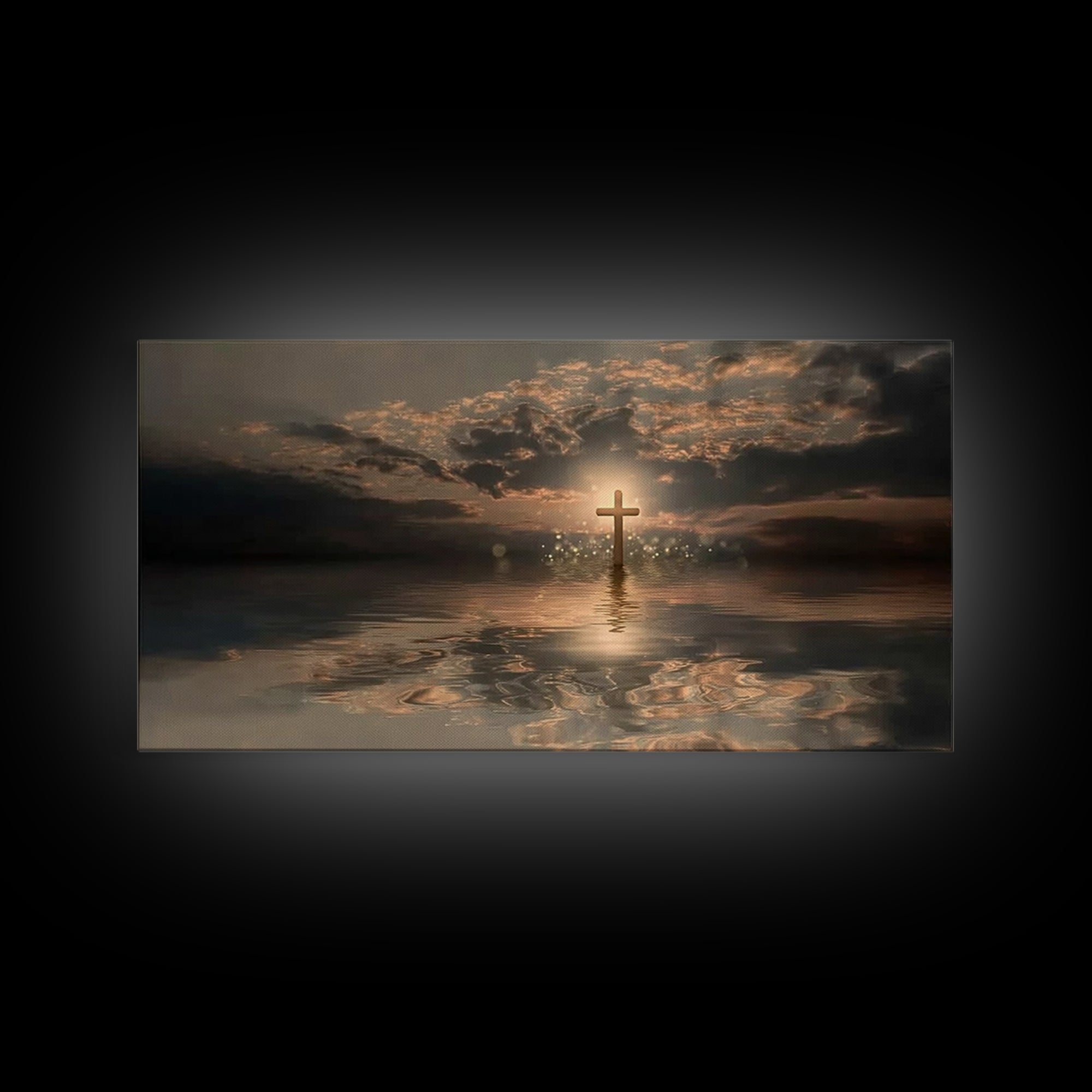 Cross Of Dawn – Framed Canvas Print – Christian Art Canvas – Christian Wall Art – Moody Christian Art – Christmas Art – Christian Decoratio