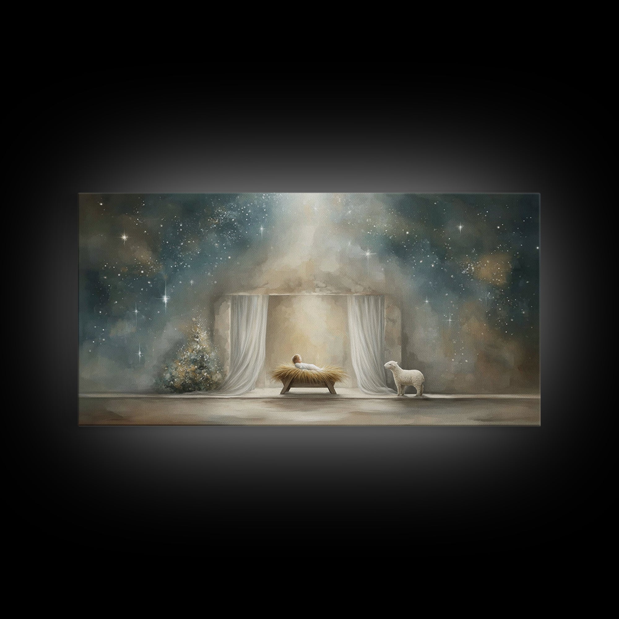 Nativity Wonder – Framed Canvas Print – Jesus Christmas Art – Christian Wall Art – Birth Of Jesus Painting – Christian Art Canvas – Christm